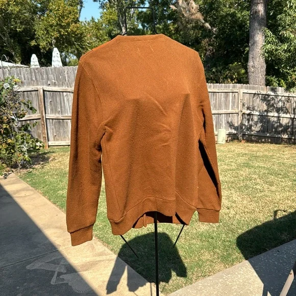 Vintage 1960s Rusty Brown Ribbed V Neck Orlon Cardigan MidCentury MCM